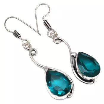 Хромдиопсид драгоценный камень ручной работы подарок для нее серебряные ювелирные серьги 1,5