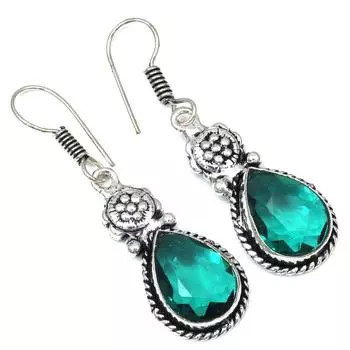 Хромдиопсид драгоценный камень ручной работы подарок для нее серебряные ювелирные серьги 1,5