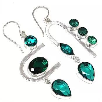 Хромдиопсид драгоценный камень ручной работы подарок для нее серебряные ювелирные серьги 1,5