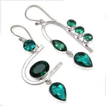 Хромдиопсид драгоценный камень ручной работы подарок для нее серебряные ювелирные серьги 1,5