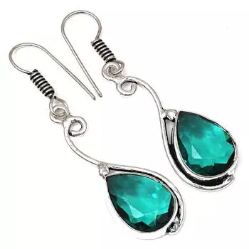 Хромдиопсид драгоценный камень ручной работы подарок для нее серебряные ювелирные серьги 1,5