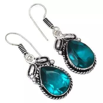 Хромдиопсид драгоценный камень ручной работы подарок для нее серебряные ювелирные серьги 1,5