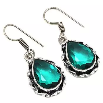 Хромдиопсид драгоценный камень ручной работы подарок для нее серебряные ювелирные серьги 1,5