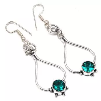 Хромдиопсид драгоценный камень ручной работы подарок для нее серебряные ювелирные серьги 1,5