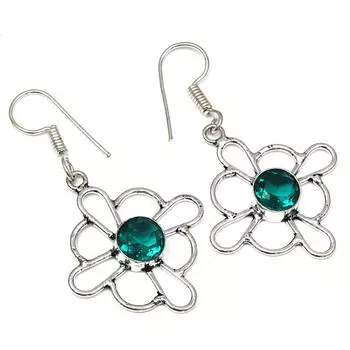 Хромдиопсид драгоценный камень ручной работы подарок для нее серебряные ювелирные серьги 1,5