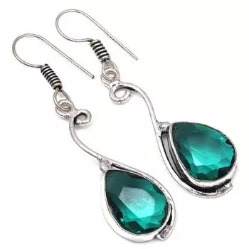 Хромдиопсид драгоценный камень ручной работы подарок для нее серебряные ювелирные серьги 1,5