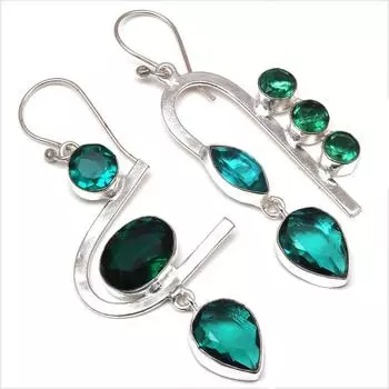 Хромдиопсид драгоценный камень ручной работы подарок для нее серебряные ювелирные серьги 1,5