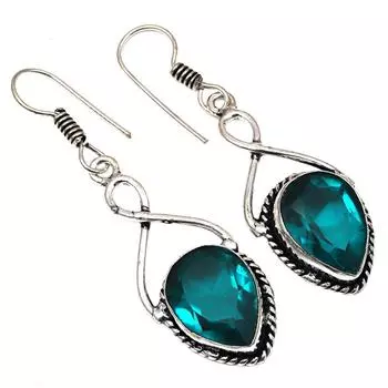 Хромдиопсид драгоценный камень ручной работы подарок для нее серебряные ювелирные серьги 1,5