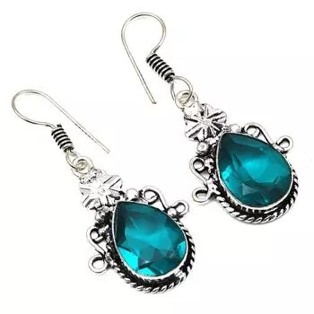 Хромдиопсид драгоценный камень ручной работы подарок для нее серебряные ювелирные серьги 1,5