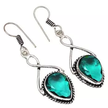 Хромдиопсид драгоценный камень ручной работы подарок для нее серебряные ювелирные серьги 1,5