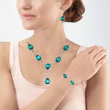 Хромдиопсид драгоценный камень унисекс женские этнические украшения комплект ювелирных изделий