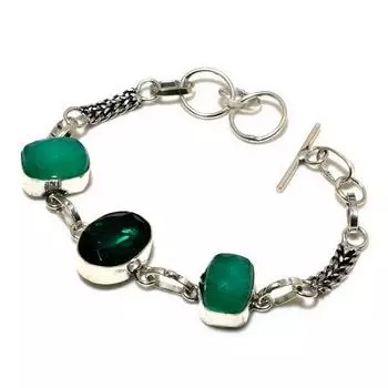 Хромдиопсид Изумруд(Смоделированный) Подарочный ювелирный браслет с драгоценными камнями 6–8 дюймов