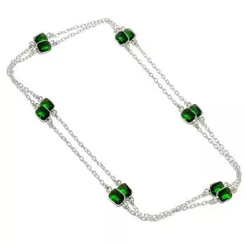 Хромдиопсид ручной работы из стерлингового серебра 925 пробы ювелирное ожерелье 36 дюймов D4r16