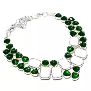 Хромдиопсид ручной работы из стерлингового серебра 925 пробы ожерелье 18 дюймов w5O30