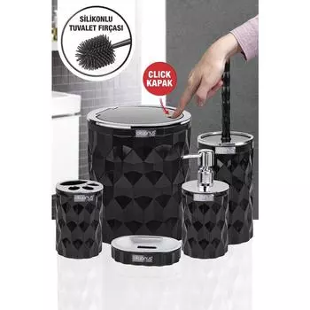 Хромированная крышка Diamond Black Click Cover, набор из 5 предметов для ванной комнаты