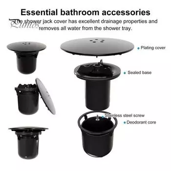 Хромированная крышка сливного отверстия для душа Простая установка погружного стакана Быстрый слив Сменная крышка сифона британского стандарта чёрный