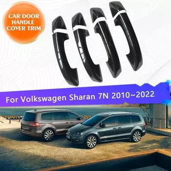 Хромированная накладка на дверную ручку автомобиля для VW Volkswagen Sharan MK2 7N 2010 ~ 2022, набор ABS, хромированный стиль, внешние детали Metallic Silver 4pcs