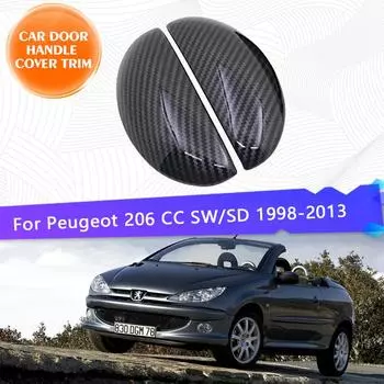 Хромированная накладка на дверную ручку автомобиля для Peugeot 206 CC SW SD 206 + 207 Sedan Compact Brasil 207i Set 1998 ~ 2013, комплекты автомобилей Metallic Silver 2pcs
