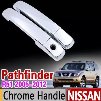 Хромированная накладка на дверную ручку для Nissan Pathfinder R51 2005 2006 2007 2008 2009 2010 2011 2012 аксессуары No Button