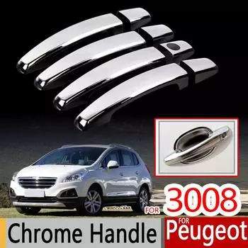 Хромированная накладка на дверную ручку для Peugeot 3008 mk1 2008 ~ 2016, аксессуары, наклейки 2009 2010 2011 2012 2013 2014 2015 Bowl