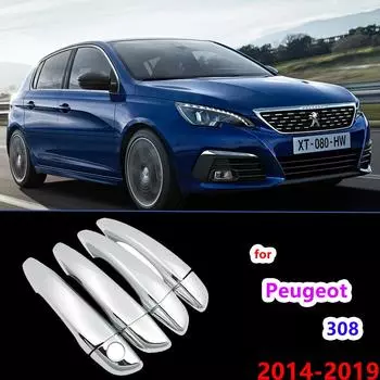 Хромированная накладка на ручки для Peugeot 308 T9 MK2 2014 ~ автомобильные аксессуары, наклейки, автостайлинг 2015 2016 2017 Handel No Keyless