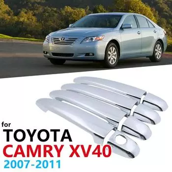 Хромированная накладка на ручки для Toyota Camry XV40 2007 2008 2009 2010 2011, крышка-защелка, автомобильные аксессуары, наклейки, автостайлинг, ручка No Button 4 Door