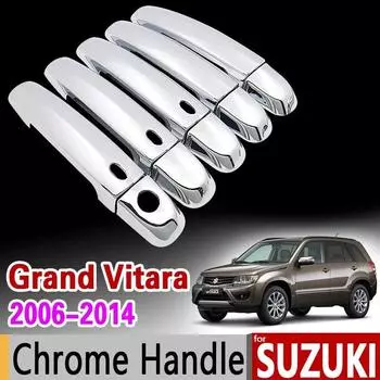 Хромированная накладка на ручку для Suzuki Grand Vitara 2006-2014, комплект накладок Grand Nomade Escudo 2007 2009 2010 2012, аксессуары для стайлинга автомобилей for 3 Door No Button