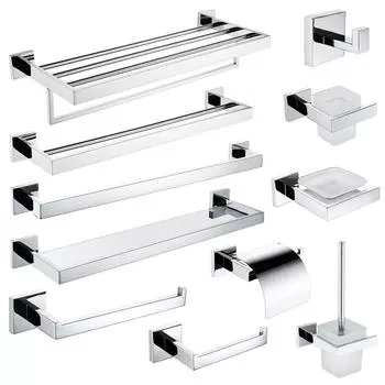 Хромированная полированная двойная вешалка для полотенец, вешалка для полотенец для ванной комнаты, аксессуары для ванной из нержавеющей стали, мыльница, держатель для туалетного ершика