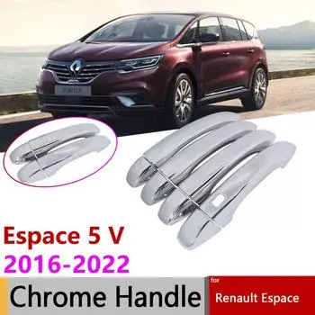 Хромированная прочная крышка дверной ручки для Renault Espace 5 V MK5 2016 ~ 2022, аксессуары для стайлинга автомобиля, защитная пленка No Smart ButtonLks