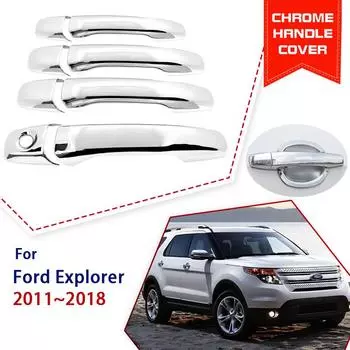 Хромированная внешняя дверная ручка для Ford Explorer U502 2011 2012 2013 2014 2015 2016 2017 2018 Автомобильные защитные аксессуары 4Handle 1 Keyhole