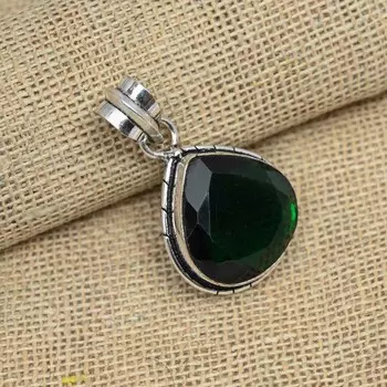 Хромированные диопсидовые украшения из стерлингового серебра 925 пробы дизайнерский кулон ручной работы 1.57 Inches зелёный