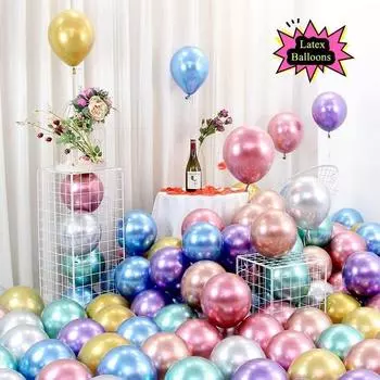 Хромированные воздушные шары из металлического латекса с гелием 10/20/30/50 шт. 10 дюймов для домашней вечеринки, свадьбы, дня рождения, украшения 10PCS розовый