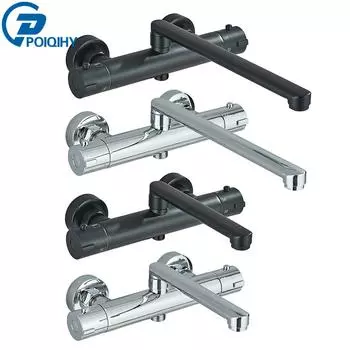 Хромированный черный смеситель для ванны, настенный термостатический смеситель для душа, латунный термостатический смеситель для ванны, термостатический смеситель для душа