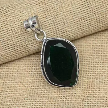 Хромированный диопсид драгоценный камень стерлингового серебра 925 пробы кулон ручной работы женские украшения 1.96 Inches зелёный