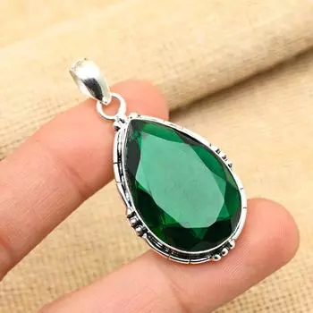 Хромированный диопсидовый драгоценный камень ручной работы из стерлингового серебра 925 пробы для ювелирных изделий для женщин 2 Inches зелёный
