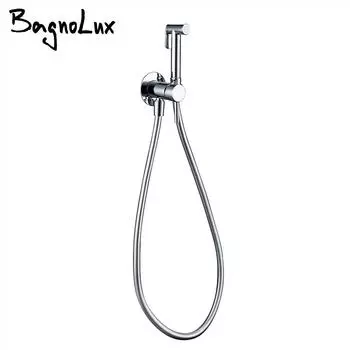 Хромированный латунный ручной настенный гибридный смеситель для горячей и холодной воды с подставкой для ванной комнаты, кухни, туалета, биде, распылителя