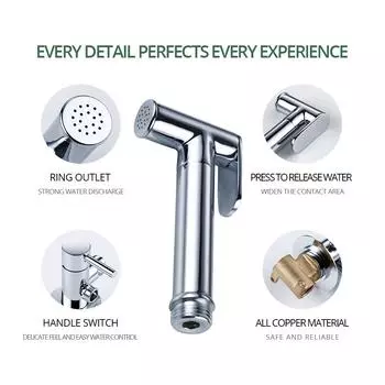 Хромированный распылитель для унитаза и биде с горячей и холодной водой, одинарная ручка, одинарный ручной держатель, широко расставленный настенный резиновый шланг длиной 120 см