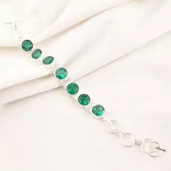 Хромовый диопсид драгоценный камень 925 стерлинговое серебро ювелирные изделия ручной работы браслет 9 RB-7-1