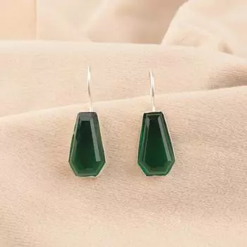 Хромовый диопсид Драгоценный камень 925 Стерлинговое серебро Ювелирные изделия Ручная работа Серьги-крючки 1.26 EE-138-4