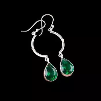 Хромовый диопсид Драгоценный камень Серебро 925 пробы Ювелирные изделия Ручной работы Серьги 2.60 EE-43-3