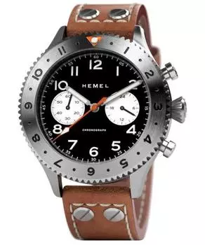 Хронограф Hemel Reverse Panda с керамическим безелем, матово-черным с циферблатом Super-LumiNova C3, кварцевые мужские часы HF13 100M чёрный