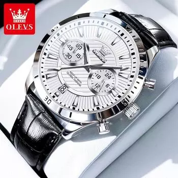 Хронограф мужские часы мода кожаный ремешок водонепроницаемый авто дата наручные часы роскошные кварцевые часы для мужчин зелёный