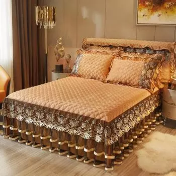 Хрустальная бархатная кружевная юбка-кровать, утолщенное теплое стеганое покрывало, защитный чехол для матраса 1,5 M1,8 M 2,0 150*200cm 3pcs