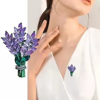 Хрустальная брошь с цветком лаванды и стразами, элегантный деловой костюм для девочек с лацканами Lavender