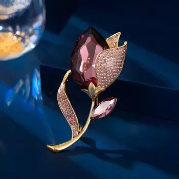 Хрустальная брошь-тюльпан, высококачественный женский легкий роскошный темпераментный корсаж, нишевый дизайн, блейзер с булавкой и аксессуарами