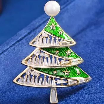 Хрустальная елка брошь булавка жемчужные броши стразы ювелирные изделия свадебный подарок