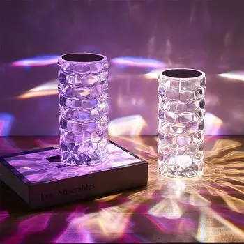 Хрустальная лампа с каплями воды, 16 цветов, RGB, ночник, волшебный светодиодный кристалл, лампа с зарядкой через USB, сенсорный стол Rose Dia Mond 3 Colors