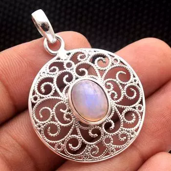 Хрустальная лечебная подвеска, подвеска Рейки, серебряная подвеска, ювелирные изделия ручной работы, филигранная подвеска, ювелирные изделия с драгоценными камнями, подарки для нее белый