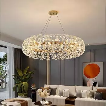 Хрустальная люстра для гостиной, роскошная сетка, красная главная спальня, столовая, хрустальная лампа, простой дизайнерский одуванчик, креативное освещение