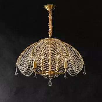 Хрустальная люстра для гостиной, столовой, спальни, ретро, серебро, французский креативный арт, зонт, светильник, люстра в американском стиле